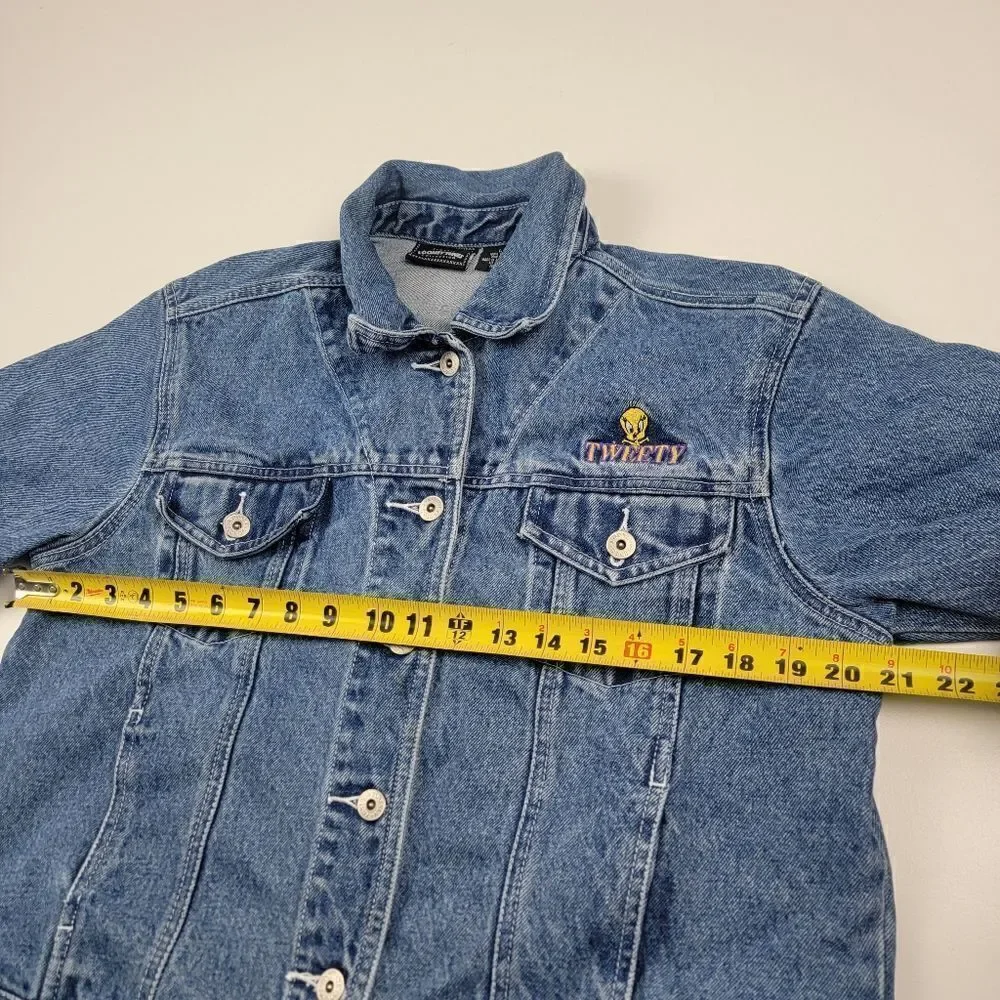 Vintage Y2K Tweety Bird Looney Tunes Warner Bros‎ Denim Jacket Large Button up